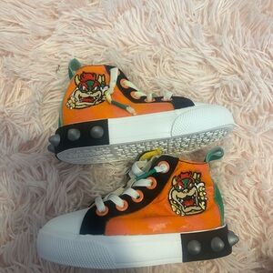 Kids High-Top Sneakers with Bowser Design - Orange